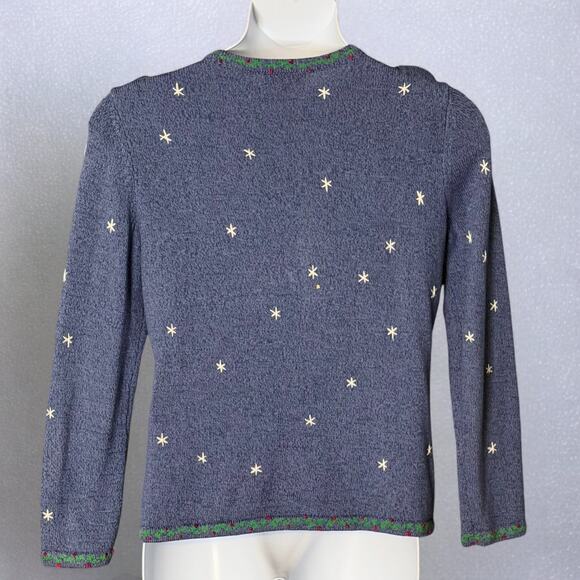 Appleseed’s Vintage Holiday Cardigan Size M Zip Up Embroidered Christmas Sweater - Picture 6 of 8